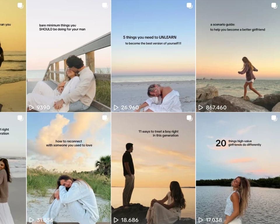Published TikTok slideshows with their view counts