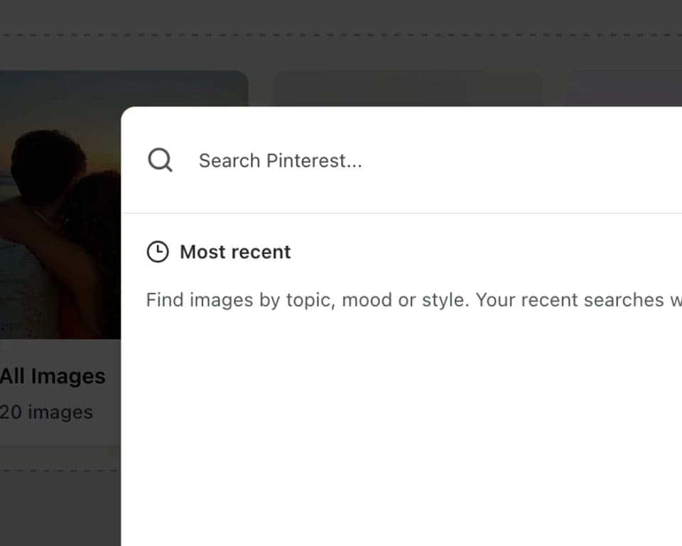 Pinterest image search in the slideshow image library